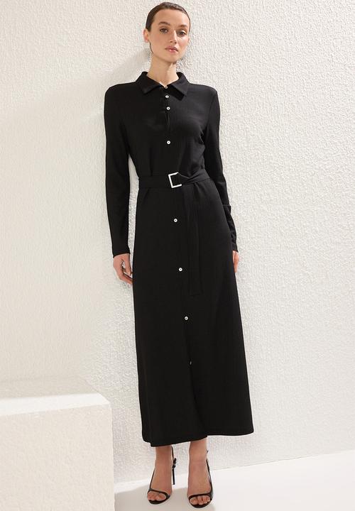 Trendyol - Maxi Woven Shirt Dress - Black