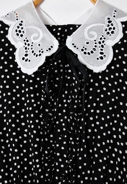 Trendyol - Maxi Woven PeterPan Collared Dress - Black