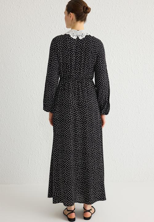 Trendyol - Maxi Woven PeterPan Collared Dress - Black
