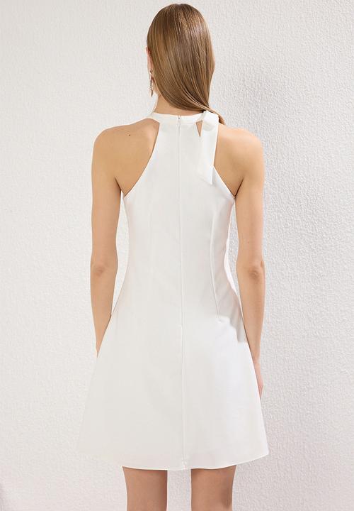Trendyol - Mini Aline Woven Turtled Dress - White