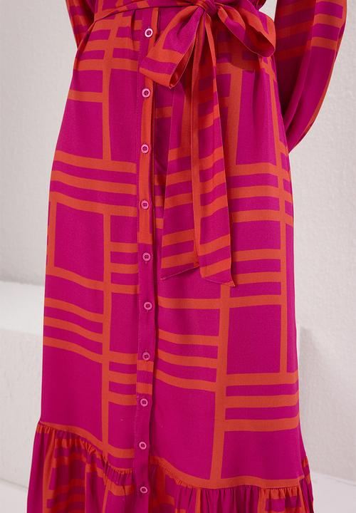 Trendyol - Maxi Woven Dress - Check Pink