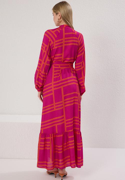 Trendyol - Maxi Woven Dress - Check Pink