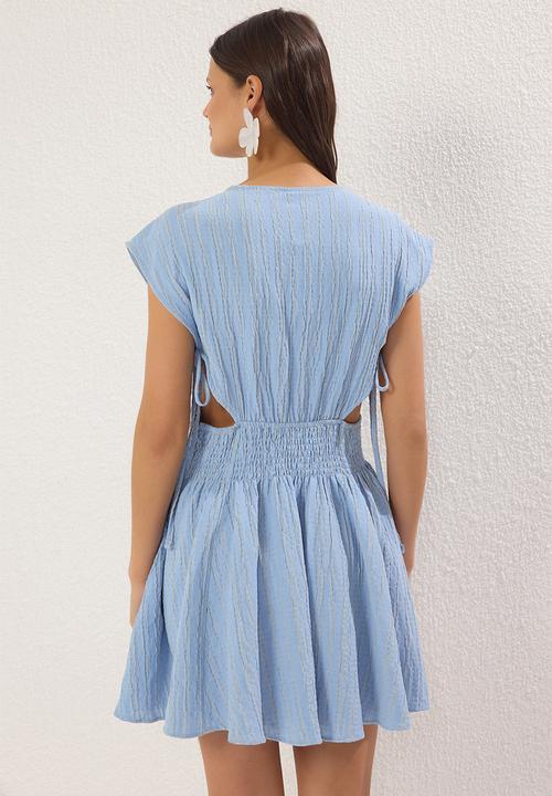 Trendyol - Mini Flare Woven Dress - Blue
