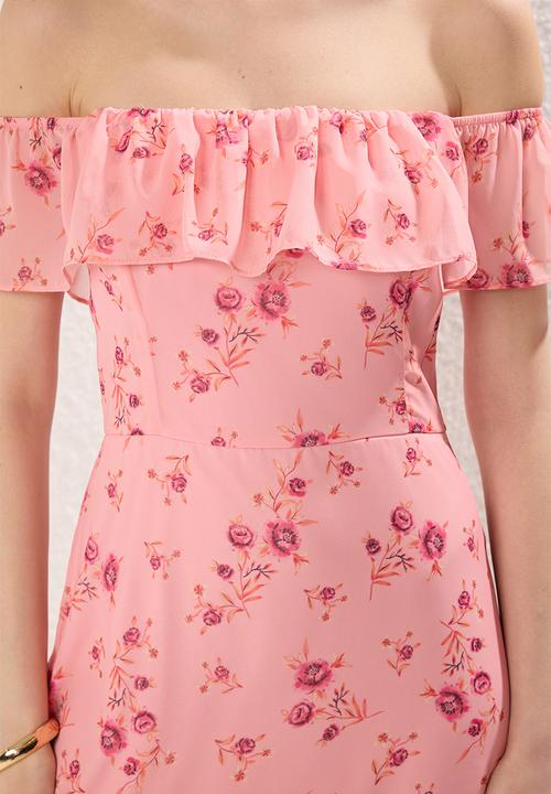 Trendyol - Midi Aline Woven Dress - Floral Pink