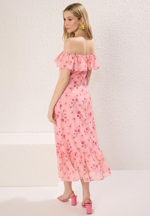 Trendyol - Midi Aline Woven Dress - Floral Pink