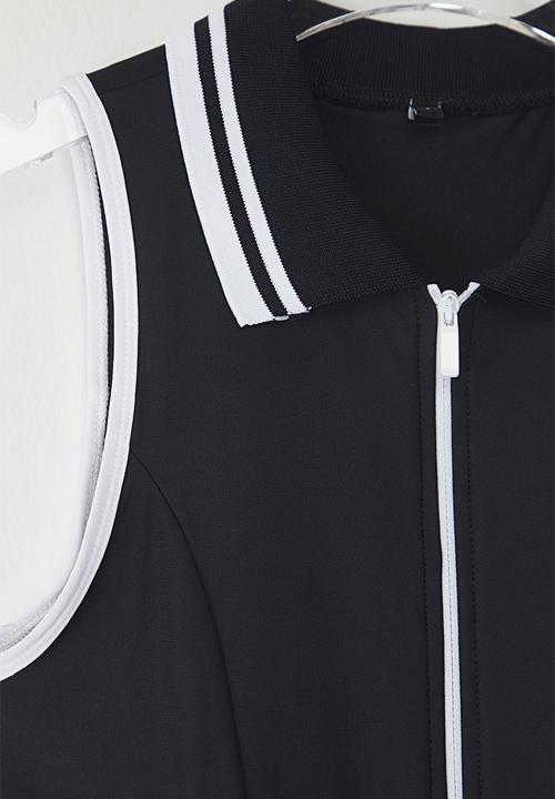 Trendyol - Mini A line Half Zip Knit Dress - Navy
