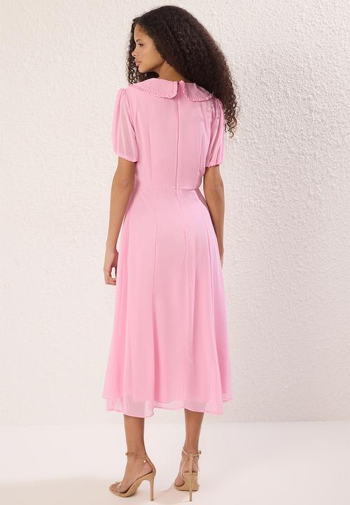 Trendyol - Midi Aline Woven Flat Collar Dress - Pink