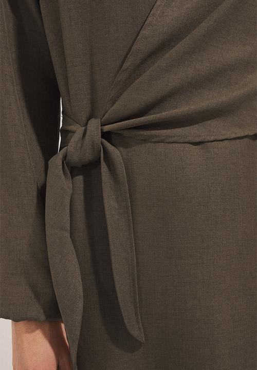 Trendyol - Maxi Side tied Woven Dress - Khaki