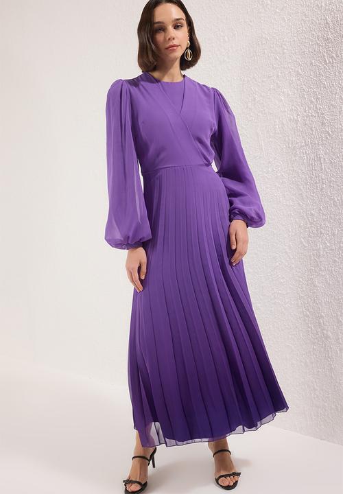 Trendyol - Maxi Woven Peasant Sleeved  Dress - Purple