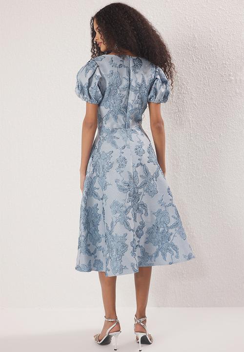 Trendyol - Midi Woven Printed Dress - Light blue