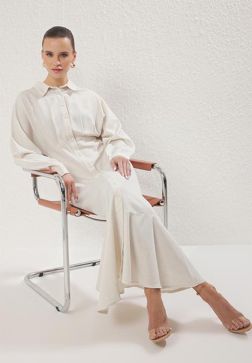 Trendyol - Maxi Woven Buttoned  Dress - Ecru