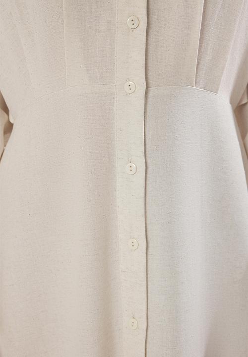 Trendyol - Maxi Woven Buttoned  Dress - Ecru