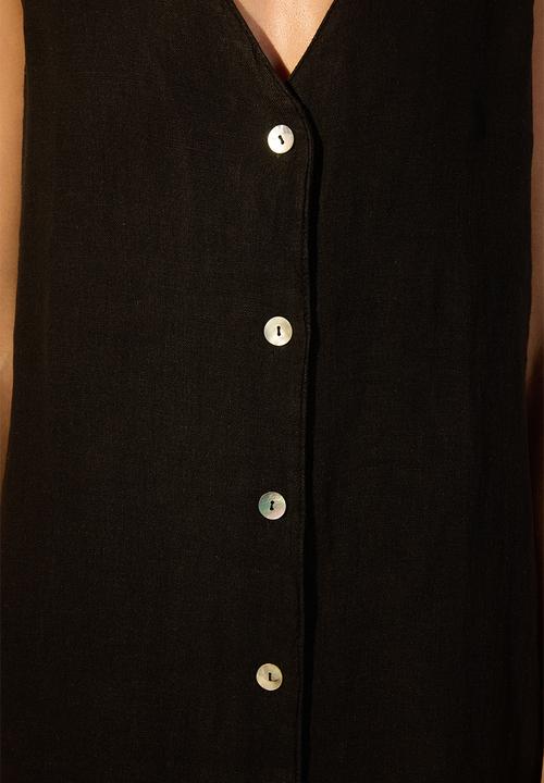 Trendyol - Mini Aline Buttoned Woven Dress - Black