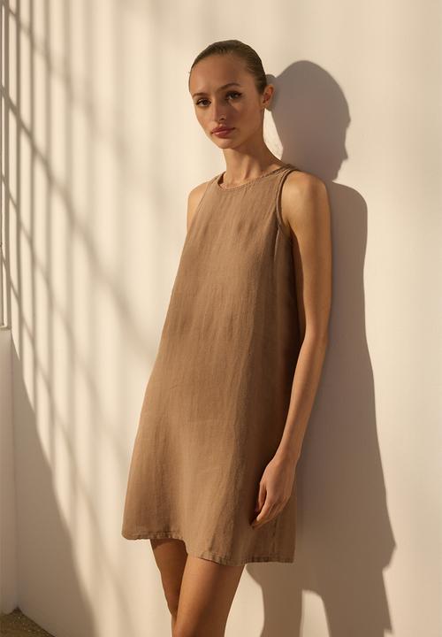 Trendyol - Mini Aline Woven Dress - Tan