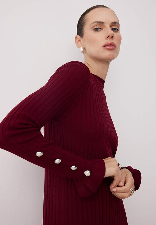 Maxi Straight cut knitwear Dress - Burgundy