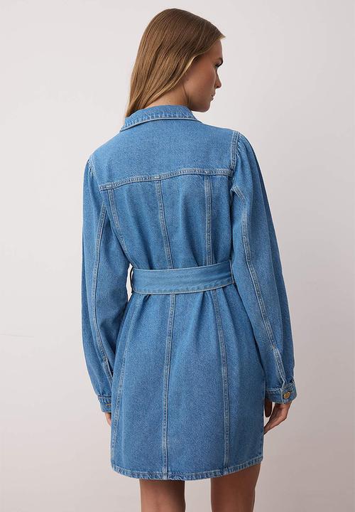 Trendyol - Mini Aline Denim Dress - Blue