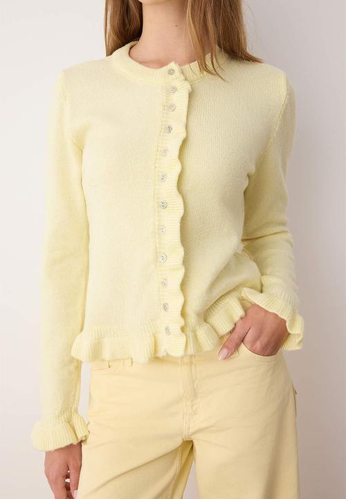 Trendyol - Button Detailed Soft Textured Knitwear Cardigan - Gelb