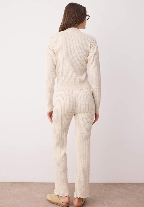 Trendyol - Zippered Knitwear Lower-Upper Set   - Stone
