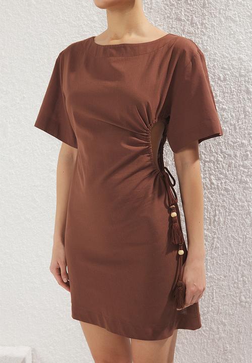 Trendyol - Mini T-Shirt  Dress - Brown