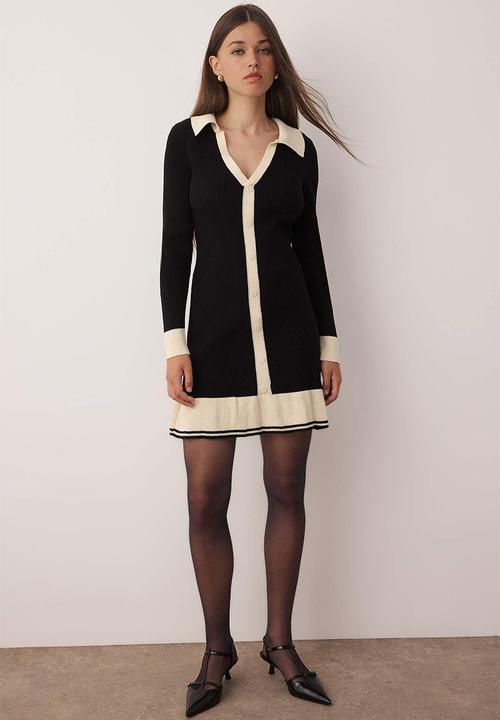 Trendyol - Mini Cardigan Knitwear Dress - Black