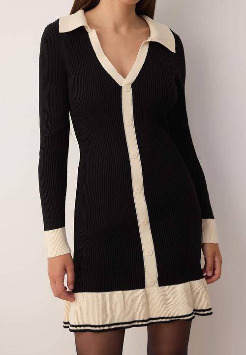 Trendyol - Mini Cardigan Knitwear Dress - Black