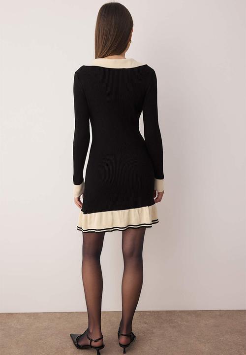 Trendyol - Mini Cardigan Knitwear Dress - Black