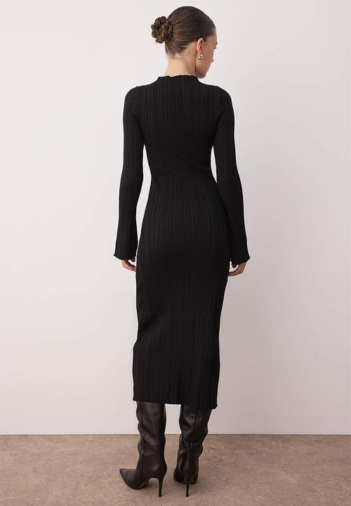 Trendyol - Midi Bodycon Knitwear Dress - Black