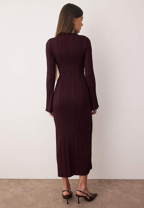 Trendyol - Midi Bodycon Knitwear Dress - Plum