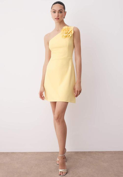 Trendyol - Mini A line One Shoulder Woven Dress - Yellow