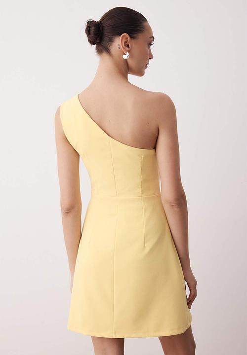 Trendyol - Mini A line One Shoulder Woven Dress - Yellow