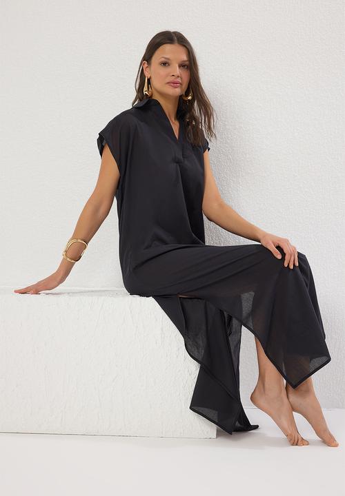 Trendyol - Maxi Woven Relaxed Collar  Dress - Black