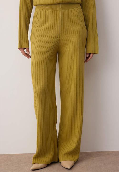 Trendyol - Gold Button Knitwear Bottom-Top Set - Oil Green