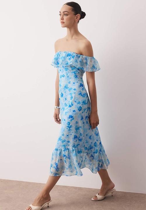 Trendyol - Midi Aline Woven Dress - Floral Blue