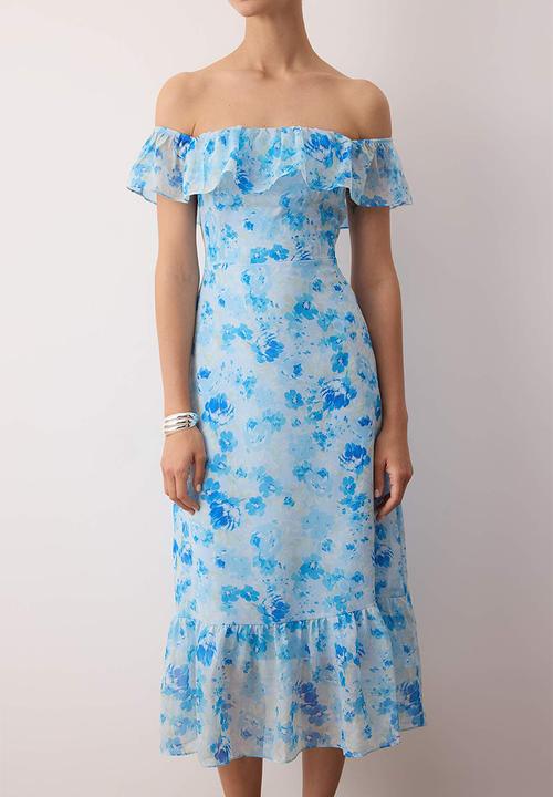 Trendyol - Midi Aline Woven Dress - Floral Blue