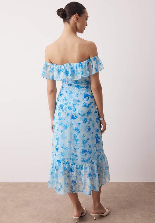 Trendyol - Midi Aline Woven Dress - Floral Blue