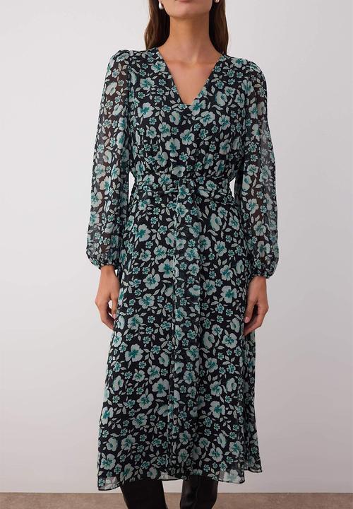 Trendyol - Midi Aline Woven Dress - Floral Green