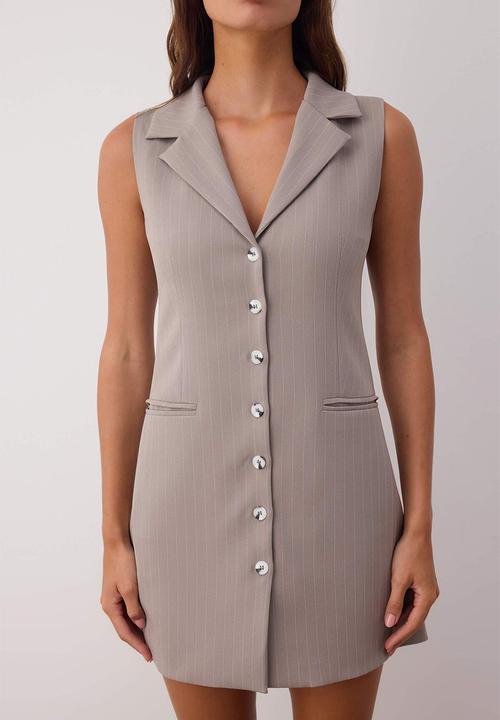 Trendyol - Mini Straight Woven Blazer  Dress - Grey