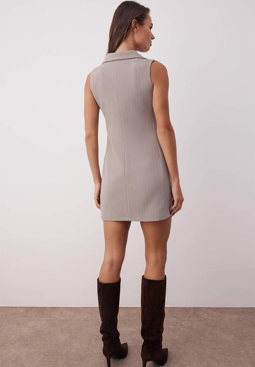 Trendyol - Mini Straight Woven Blazer  Dress - Grey