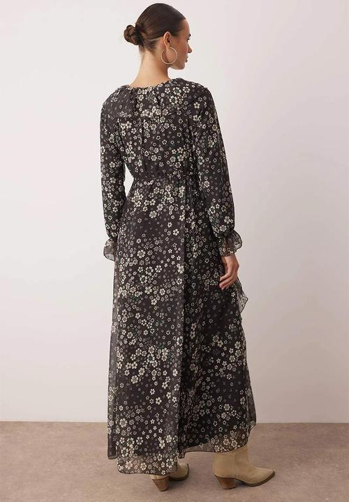 Trendyol - Maxi A line Woven Dress - Floral Black