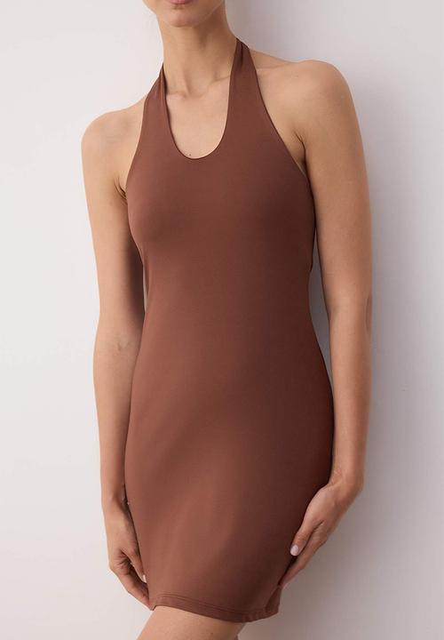 Trendyol - Mini Bodycon Knit Dress - Brown