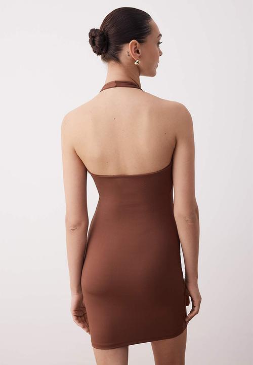 Trendyol - Mini Bodycon Knit Dress - Brown