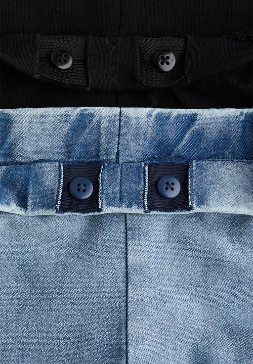 H&M - 2-Pack flared jeggings - black & light blue