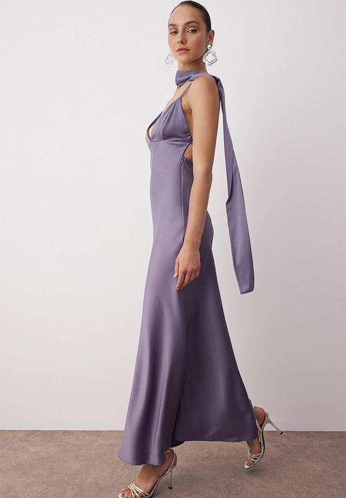Trendyol - Maxi Woven Straight Cut Dress - Lilac