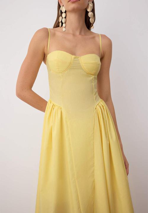 Trendyol - Maxi A line Sleeveless Woven Dress - Yellow