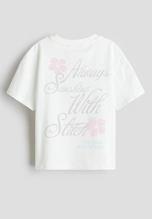 H&M - Printed cotton T-shirt -  white/lilo & stitch