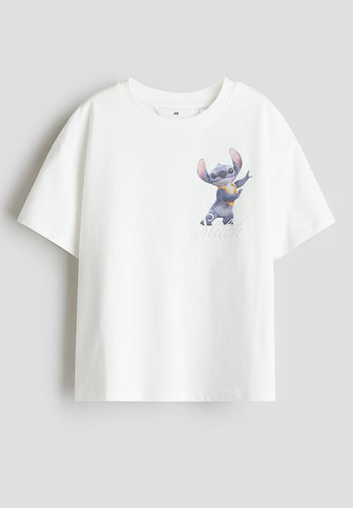 H&M - Printed cotton T-shirt -  white/lilo & stitch