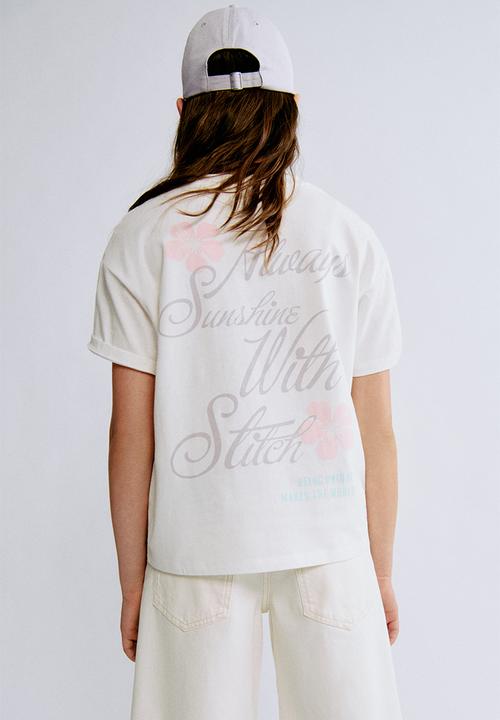 H&M - Printed cotton T-shirt -  white/lilo & stitch