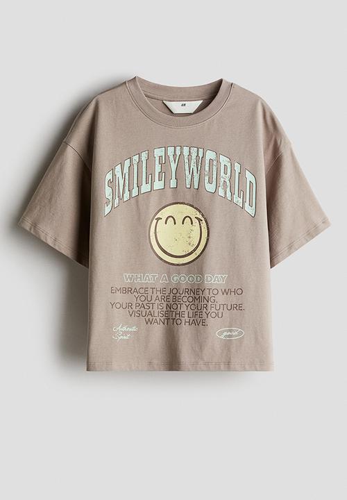 H&M - Printed cotton T-shirt - beige,multi
