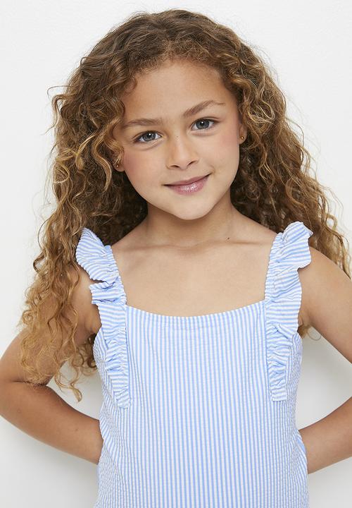 Pop Candy - Ruffle one piece swimsuit - light blue stripe