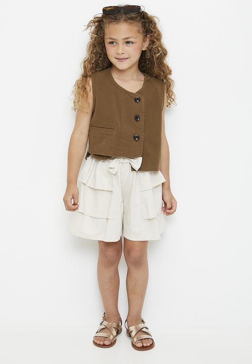 Pop Candy - Asymmetrical vest with welt pocket - brown
